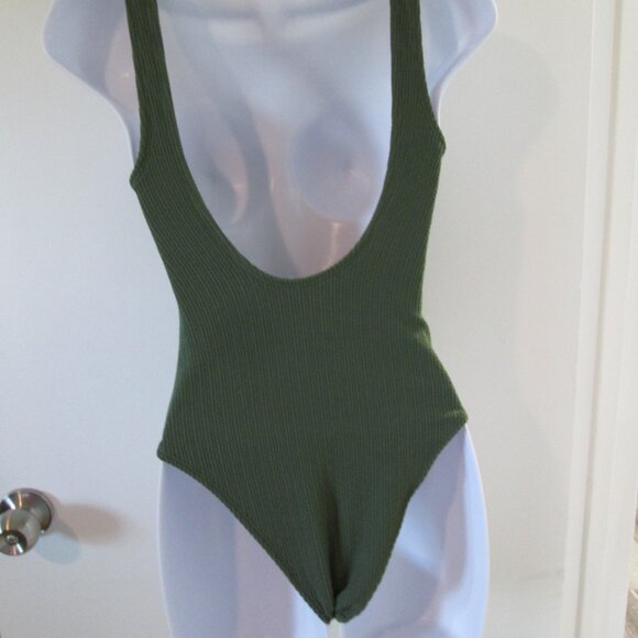 COTTON ON Junior's Low-Back One-Piece Swimsuit Khaki NWT Sz XS - Picture 4 of 8